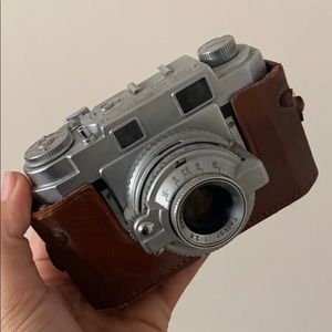 vintage camera with case